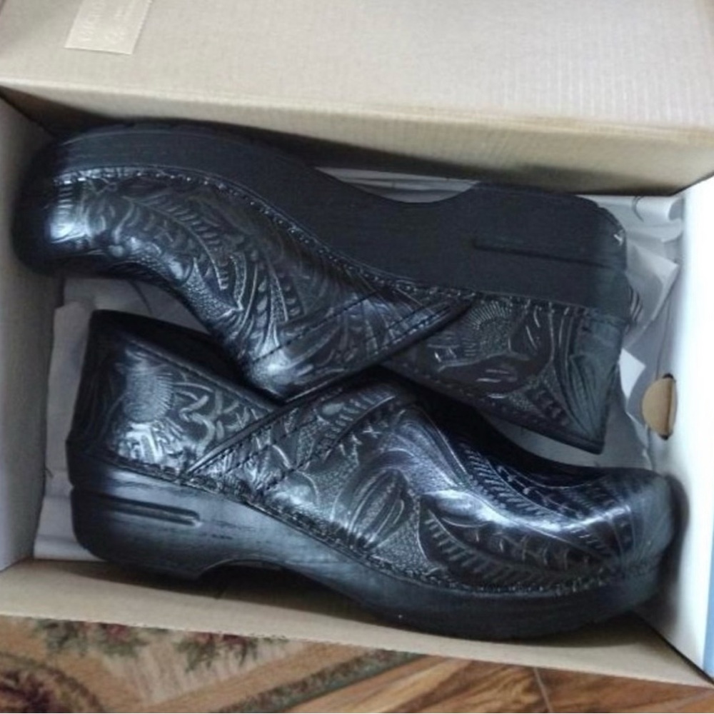 Dansko Black Patterned Clogs